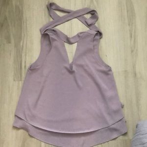 Layer lavender key hole tank top, ties around neck
